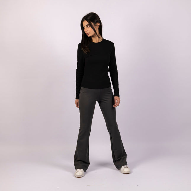 Charcoal Heather | Women Flare Leggings - Women Flare Leggings - Jobedu Jordan