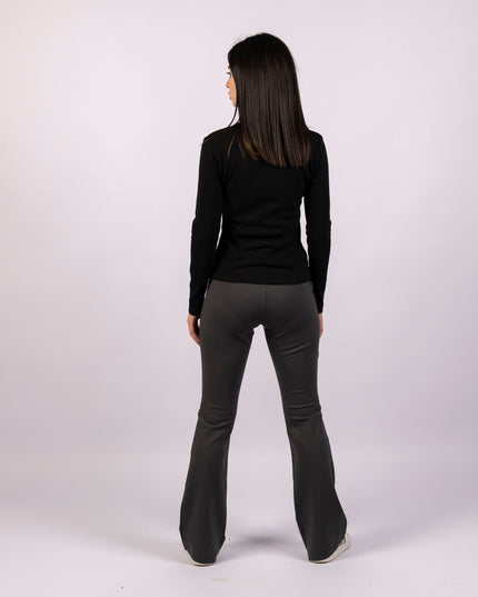 Charcoal Heather | Women Flare Leggings - Women Flare Leggings - Jobedu Jordan