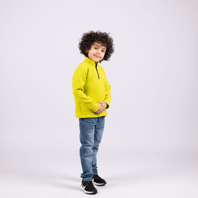 Chartreuse | Kids Quarter Zip Sweater - Kids Quarter Zip Sweater - Jobedu Jordan