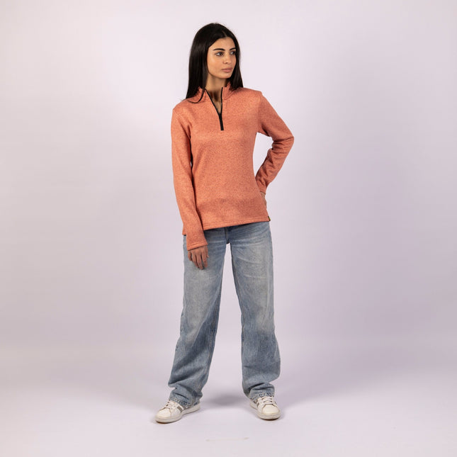Dark Coral | Women Quarter Zip Sweater - Women Quarter Zip Sweater - Jobedu Jordan
