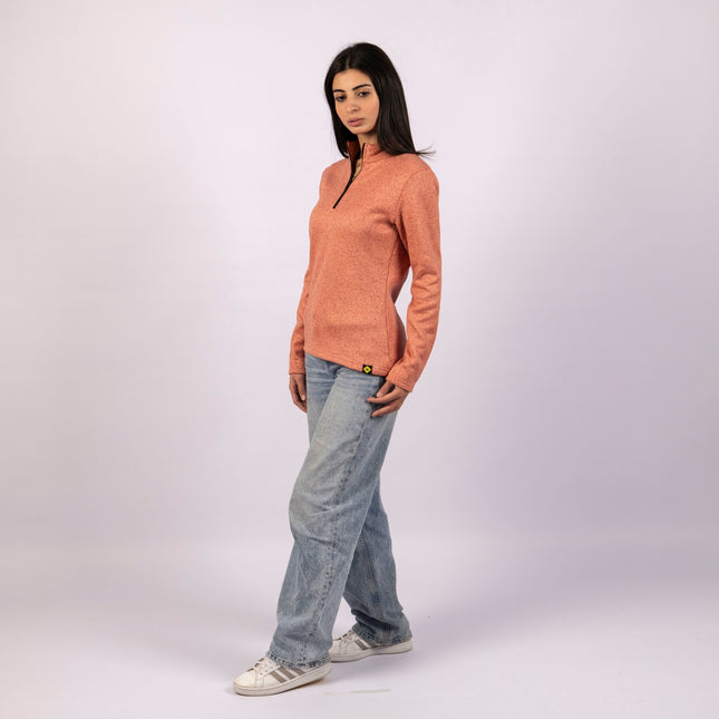 Dark Coral | Women Quarter Zip Sweater - Women Quarter Zip Sweater - Jobedu Jordan