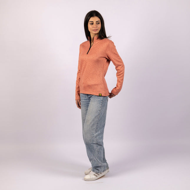 Dark Coral | Women Quarter Zip Sweater - Women Quarter Zip Sweater - Jobedu Jordan