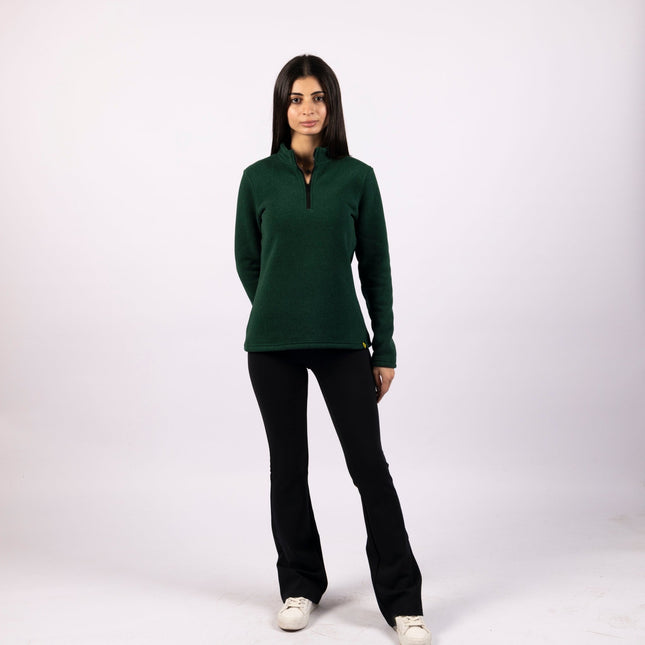 Dark Jungle Green | Women Quarter Zip Sweater - Women Quarter Zip Sweater - Jobedu Jordan