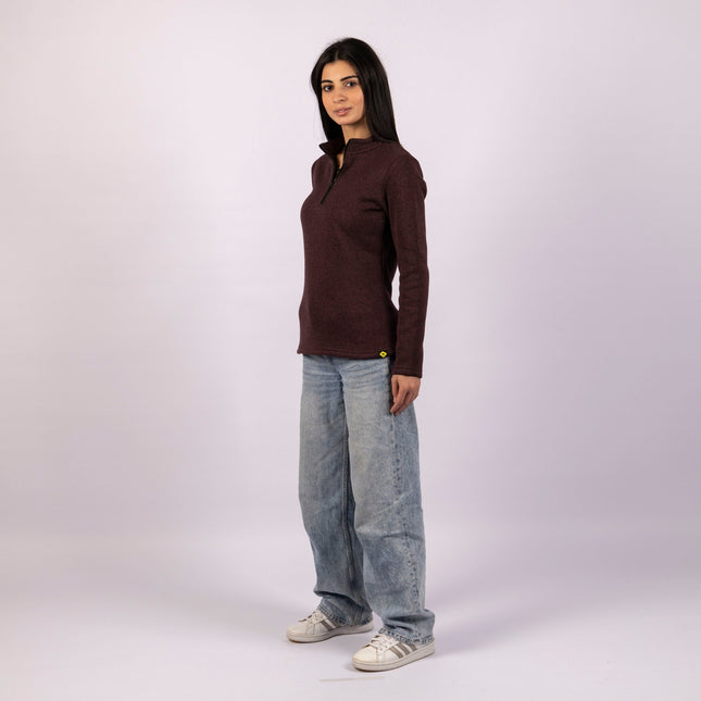 Dark Mulberry | Women Quarter Zip Sweater - Women Quarter Zip Sweater - Jobedu Jordan