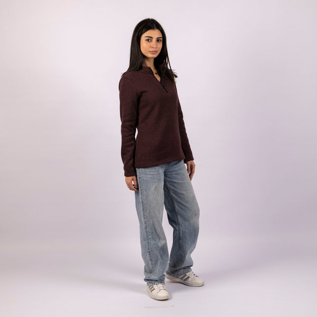 Dark Mulberry | Women Quarter Zip Sweater - Women Quarter Zip Sweater - Jobedu Jordan