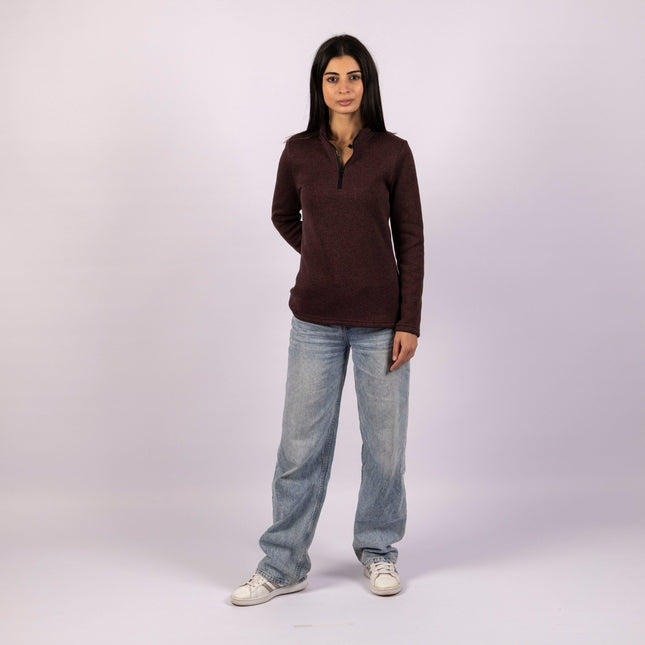 Dark Mulberry | Women Quarter Zip Sweater - Women Quarter Zip Sweater - Jobedu Jordan