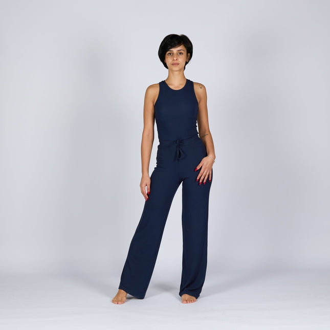 Dark Navy | Women Ribbed Tank Top T-Shirt - Ribbed Tank Top T- Shirt - Jobedu Jordan