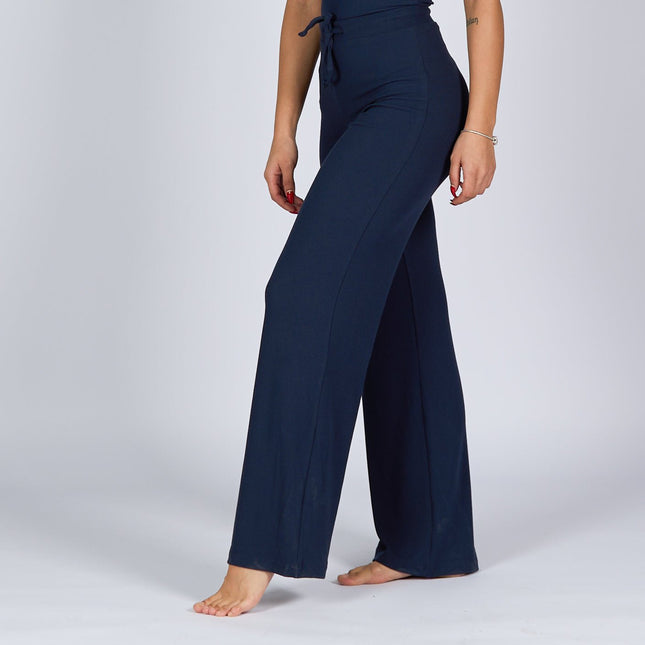 Dark Navy | Women Ribbed Wide Leg Lounge Pants - Women Ribbed Wide Leg Lounge Pants - Jobedu Jordan