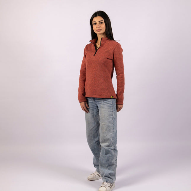Dark Terra Cotta | Women Quarter Zip Sweater - Women Quarter Zip Sweater - Jobedu Jordan