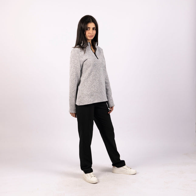 Grey cloud | Women Quarter Zip Sweater - Women Quarter Zip Sweater - Jobedu Jordan