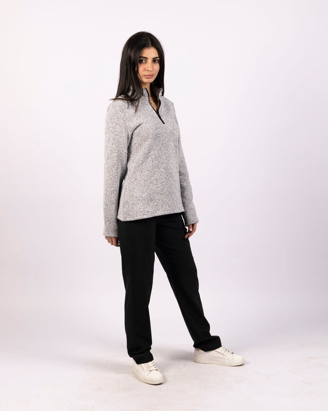 Grey cloud | Women Quarter Zip Sweater - Women Quarter Zip Sweater - Jobedu Jordan