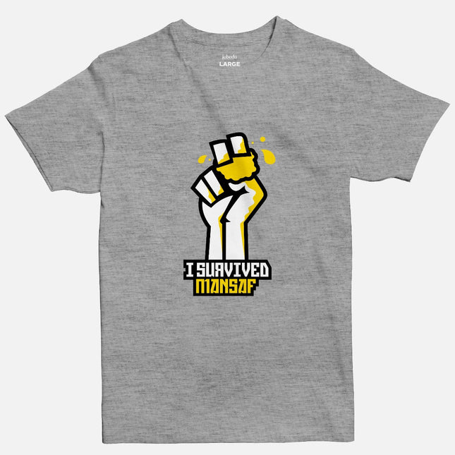 I Survived Mansaf | Basic Cut T-shirt - Graphic T-Shirt - Unisex - Jobedu Jordan