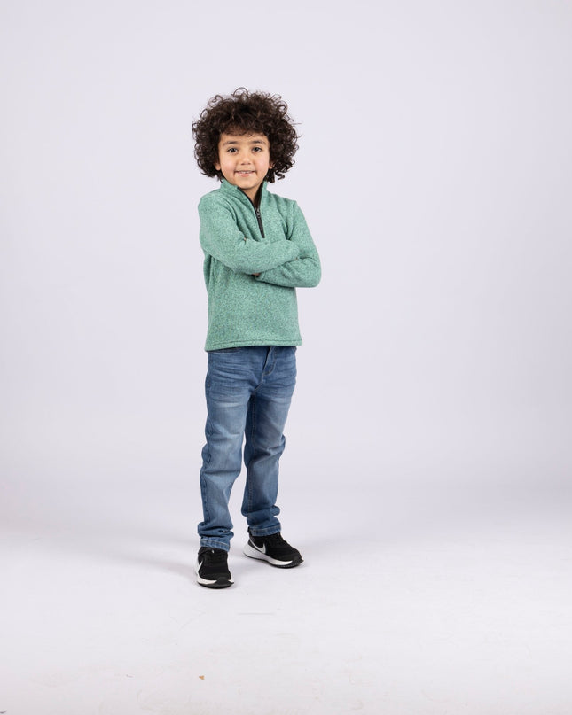 Jade Green | Kids Quarter Zip Sweater - Kids Quarter Zip Sweater - Jobedu Jordan