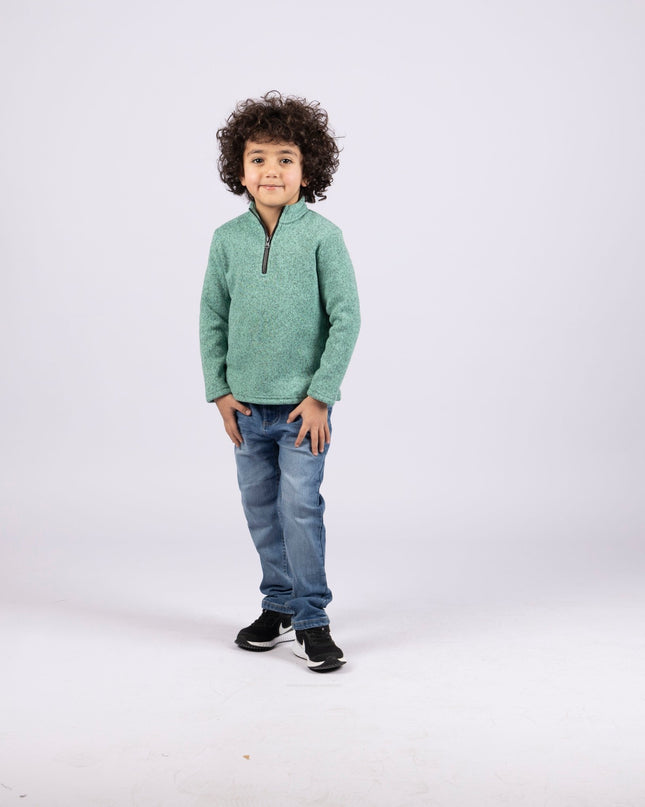 Jade Green | Kids Quarter Zip Sweater - Kids Quarter Zip Sweater - Jobedu Jordan