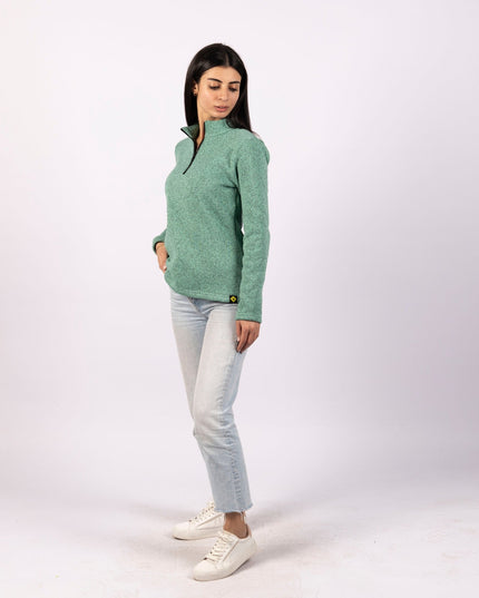 Jade Green | Women Quarter Zip Sweater - Women Quarter Zip Sweater - Jobedu Jordan