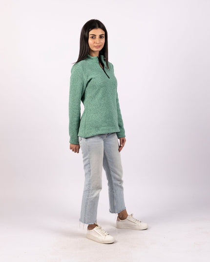 Jade Green | Women Quarter Zip Sweater - Women Quarter Zip Sweater - Jobedu Jordan