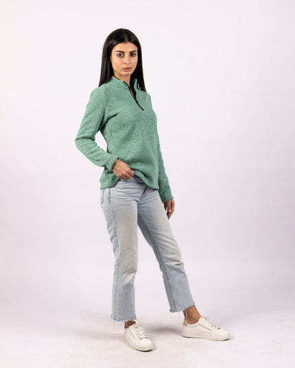 Jade Green | Women Quarter Zip Sweater - Women Quarter Zip Sweater - Jobedu Jordan