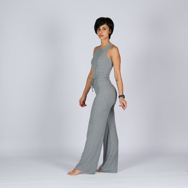 Med Grey Heather | Women Ribbed Wide Leg Lounge Pants - Women Ribbed Wide Leg Lounge Pants - Jobedu Jordan