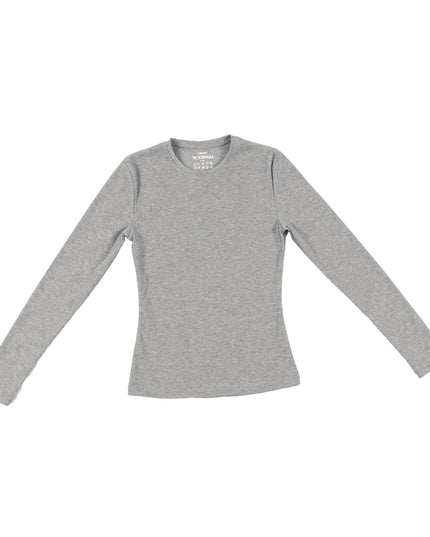 Medium Grey Heather | Women Ribbed Long Sleeve T-shirt - Ribbed Long Sleeve T-shirt - Jobedu Jordan