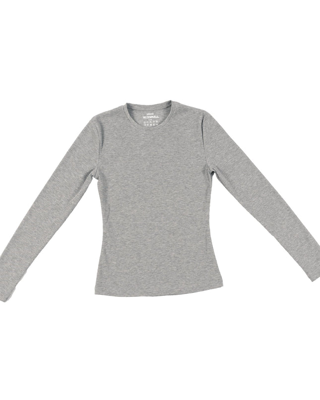 Medium Grey Heather | Women Ribbed Long Sleeve T-shirt - Ribbed Long Sleeve T-shirt - Jobedu Jordan