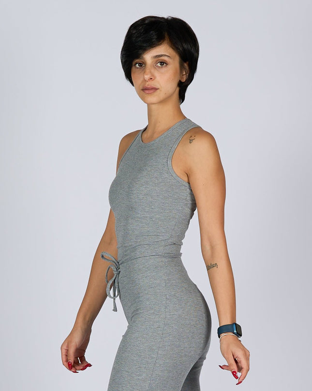 Medium Grey Heather | Women Ribbed Tank Top T-Shirt - Ribbed Tank Top T- Shirt - Jobedu Jordan