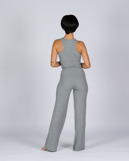 Medium Grey Heather | Women Ribbed Tank Top T-Shirt - Ribbed Tank Top T- Shirt - Jobedu Jordan