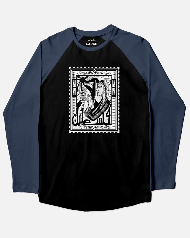 Palestine Stamp | Unisex Baseball T-shirt - Graphic Baseball T-Shirt - Unisex - Jobedu Jordan