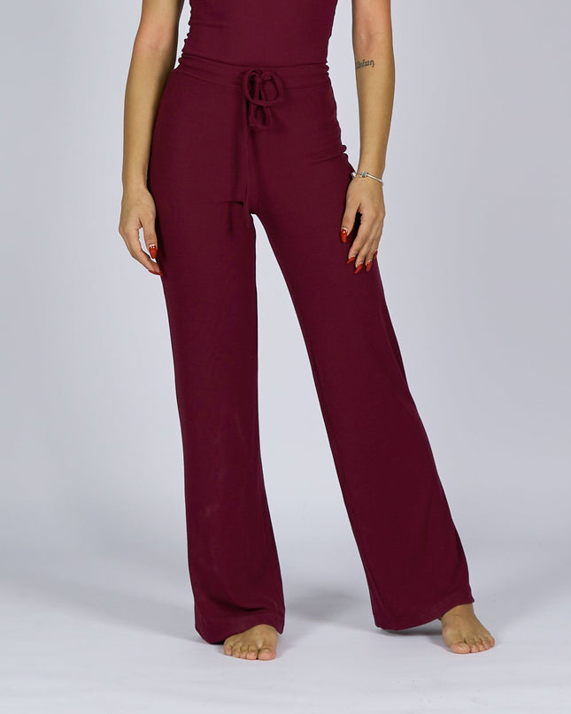 Purple Oxford | Women Ribbed Wide Leg Lounge Pants - Women Ribbed Wide Leg Lounge Pants - Jobedu Jordan