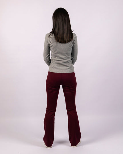Scarlet Wine | Women Flare Leggings - Women Flare Leggings - Jobedu Jordan
