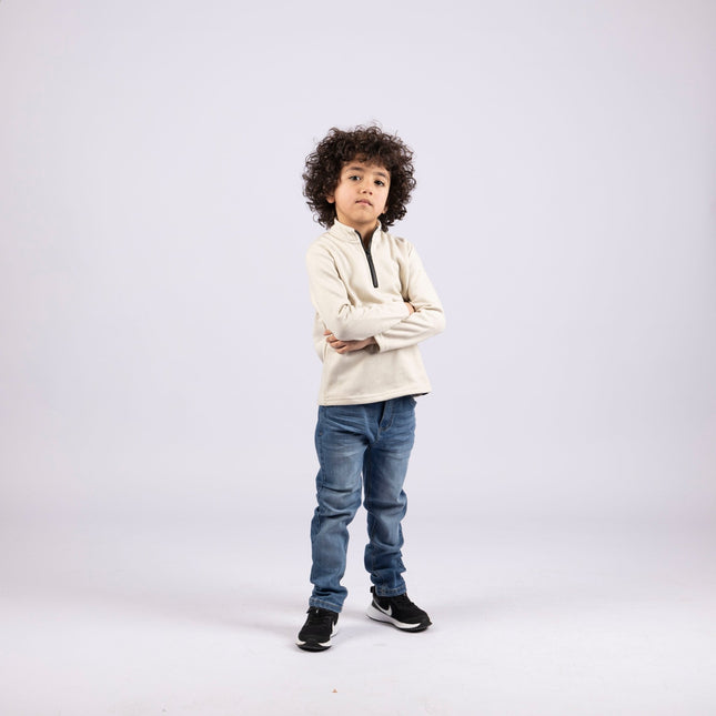 Tan | Kids Quarter Zip Sweater - Kids Quarter Zip Sweater - Jobedu Jordan