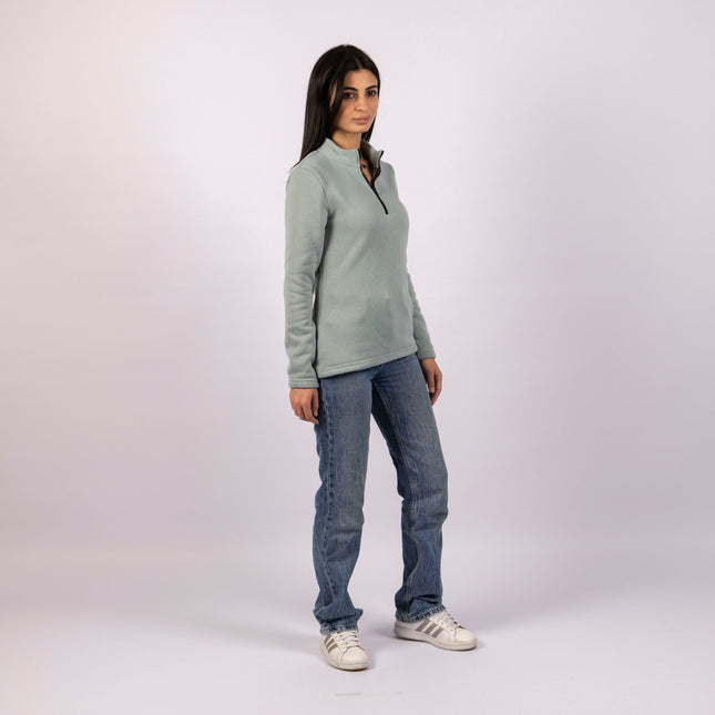 Teal | Women Quarter Zip Sweater - Women Quarter Zip Sweater - Jobedu Jordan