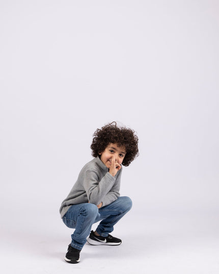 Vintage Grey | Kids Quarter Zip Sweater - Kids Quarter Zip Sweater - Jobedu Jordan